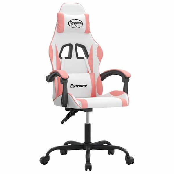 Maison Exclusive - Snurrbar spelstol Vit och rosa Konstläder