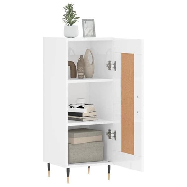Maison Exclusive - Buffé Vit glänsande 34,5x34x90 cm Ingenjörsträ
