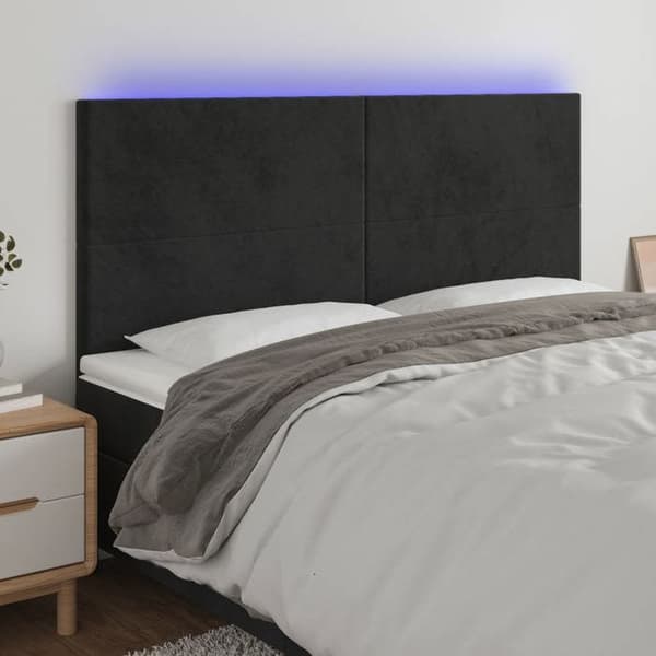 Maison Exclusive - LED Hovedgærde Sort 200x5x118/128 cm Velour svart