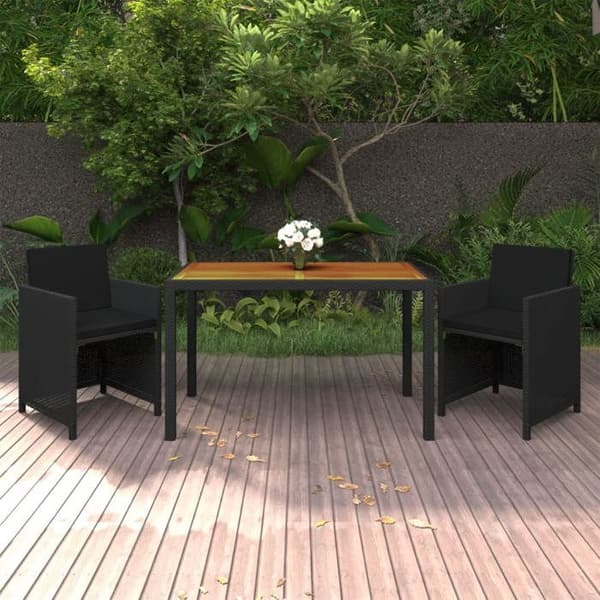 Maison Exclusive - Have spisebordssæt med puder 3 stk poly rattan sort