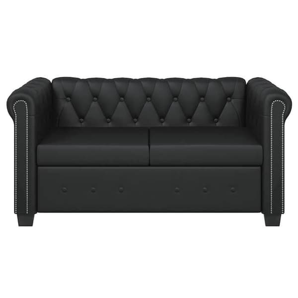 Maison Exclusive - Chesterfield 2-personers sofa i sort kunstlæder