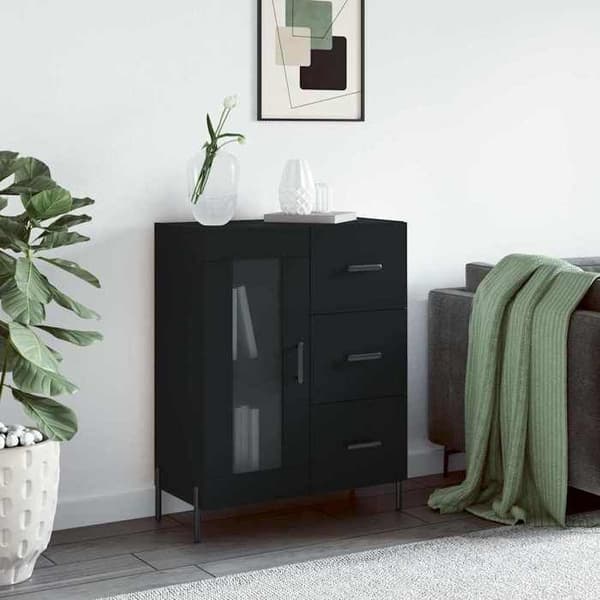 Maison Exclusive - Sort buffet 69,5x34x90 cm ingeniørtræ