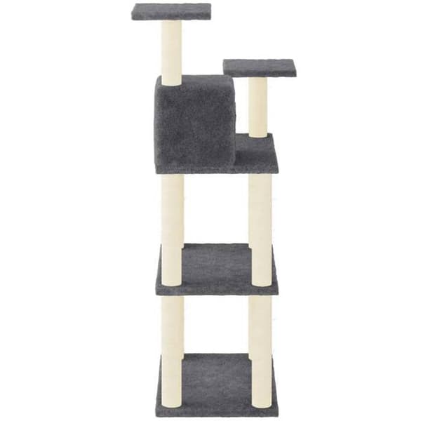 Kattetræ - Eksklusivt hus - 118,5 cm - Mørkegrå sisal - Hus og platforme mörkgrå
