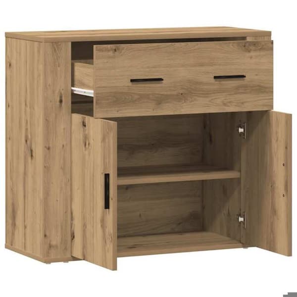 Maison Exclusive - Buffet i egetræ, håndlavet 80x33x70 cm, ingeniørtræ