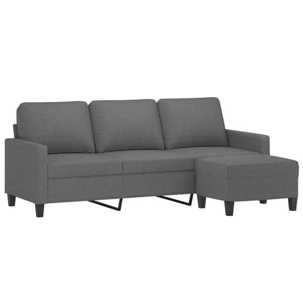 Maison Exclusive - 3-sitssoffa med fotstöd Mörkgrå 180 cm Tyg