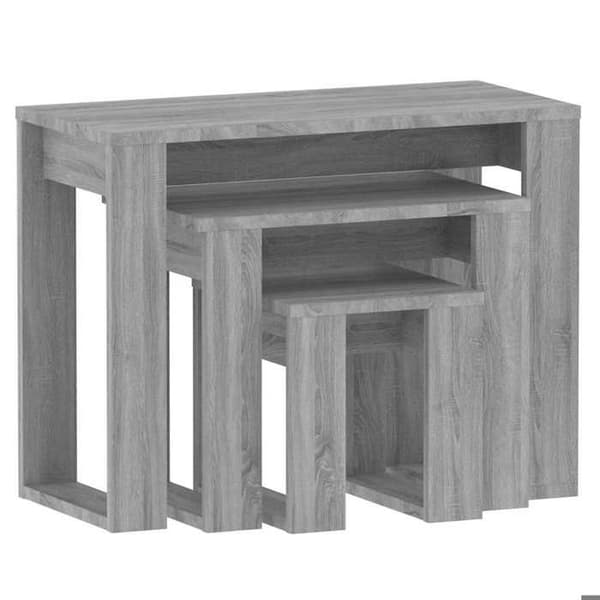 Sidobord - MAISON EXCLUSIVE - Sonoma grå - 3 stycken - Ingenjörsträ - Inbäddad design