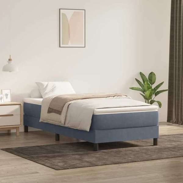 Maison Exclusive - Tummanharmaa sänky, jossa on lattiapohja ilman patjaa, 90x210 cm mörkgrå