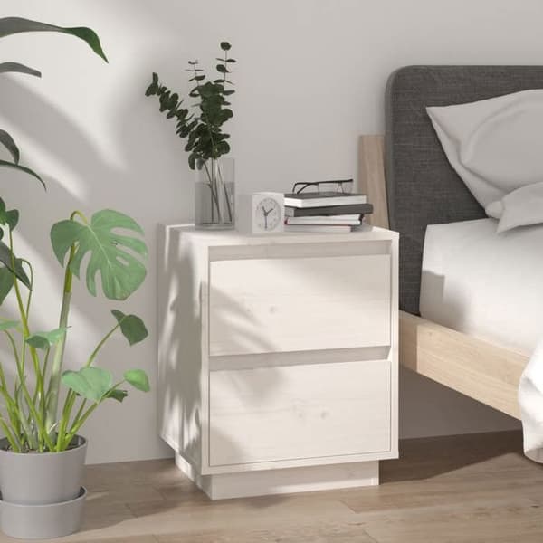 Maison Exclusive - Natborde 2 stk Hvid 40x35x50 cm Solid fyrretræ Vit