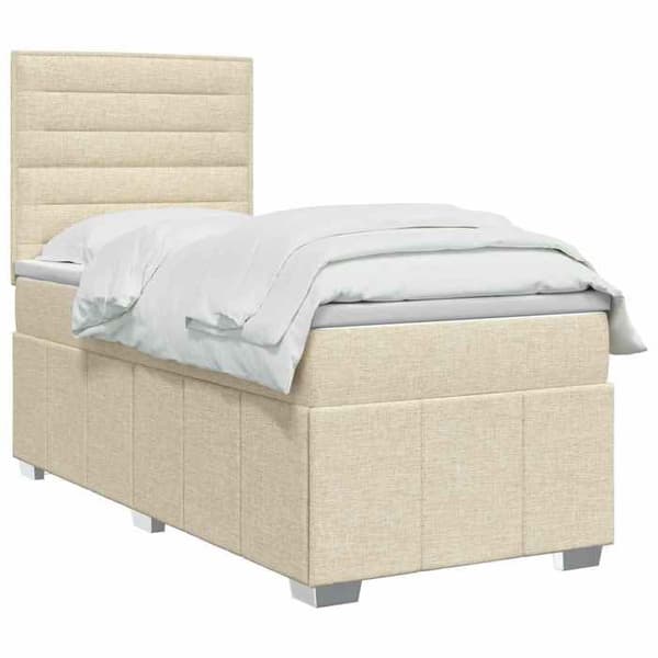 Maison Exclusive - Boxspring säng med madrass Crème 100 x 200 cm Tyg