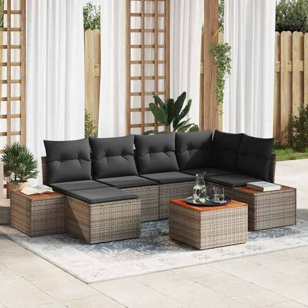Maison Exclusive - 7-delars trädgårdsoff-set 6-sits Grå Grå