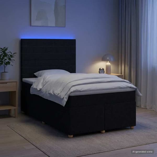 Maison Exclusive - Boxspring seng med madras Sort 120 x 200 cm Stof