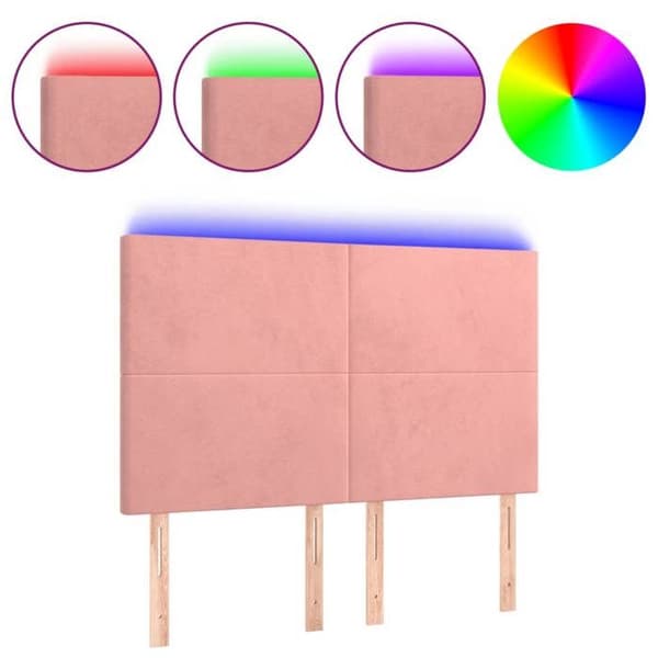 Maison Exclusive - LED-päätyruutu Vaaleanpunainen 144x5x118/128 cm Sametti Ros