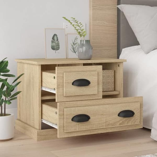 Maison Exclusive - Natbord egetræ sonoma 60x39x45 cm Sonoma ek