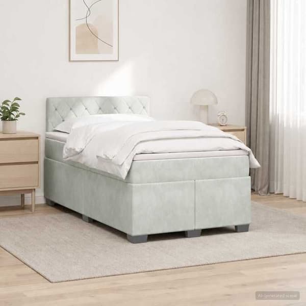 Maison Exclusive - Sängbox med madrass Ljusgrå 120 x 200 cm Sammet