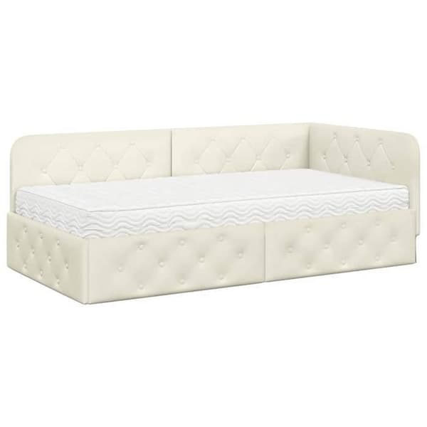 Maison Exclusive - Hörnsängram Creme 90 x 190 cm Sammet