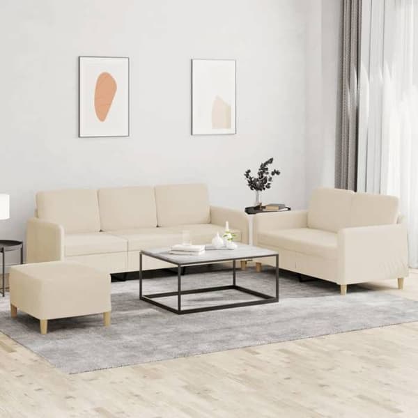 Maison Exclusive - Sæt af 3 sofaer med puder Creme Stof
