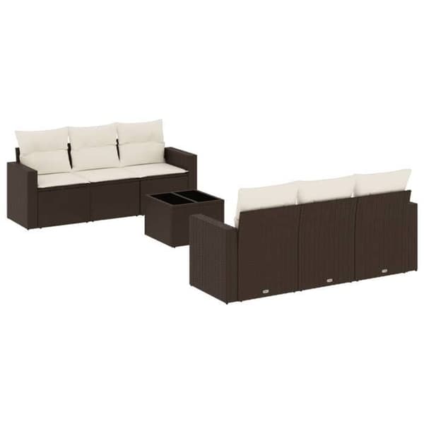 Maison Exclusive - Trädgårdsmöbler med kuddar 7 delar brun flätad resin brun