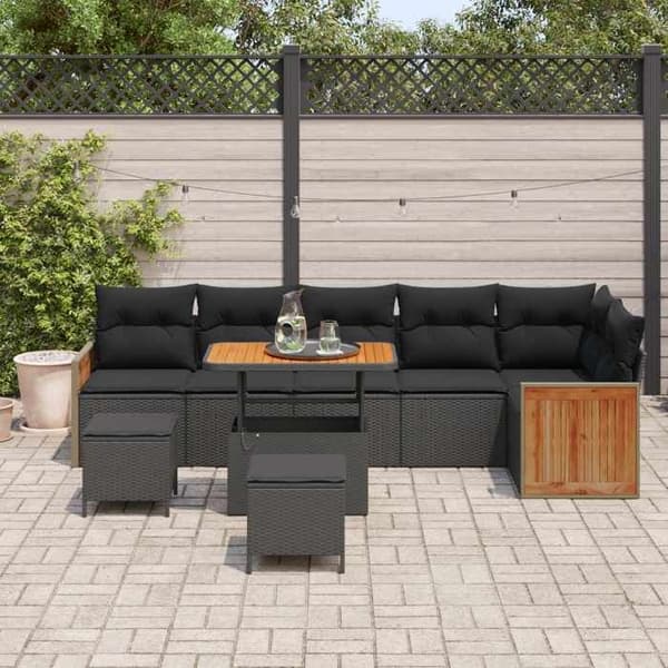 Maison Exclusive - 9 hengen puutarhakalustesarja 9 kpl Musta