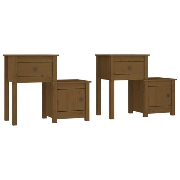 Maison Exclusive - Natbord 2 stk. Mørk honning 79,5x38x65,5 cm Solid fyr Honungsbrunt