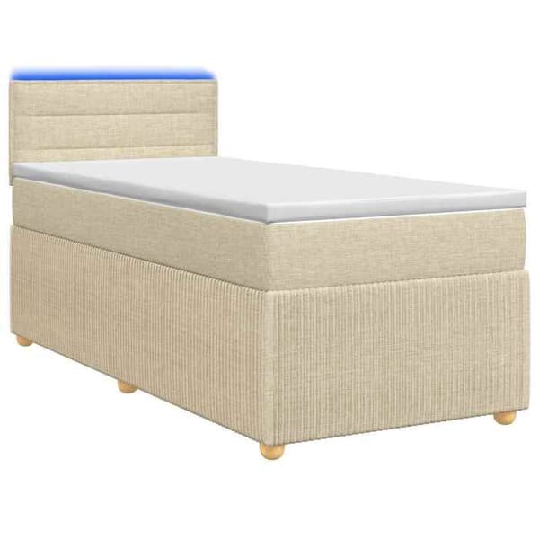 Maison Exclusive - Boxspring säng med madrass Crème 100 x 200 cm Tyg Grädde