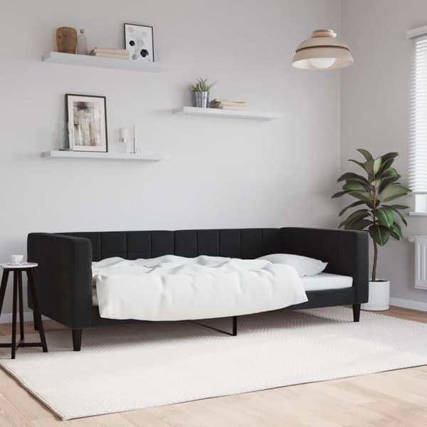 Maison Exclusive - Sengebund uden madras sort 90x190 cm fløjl