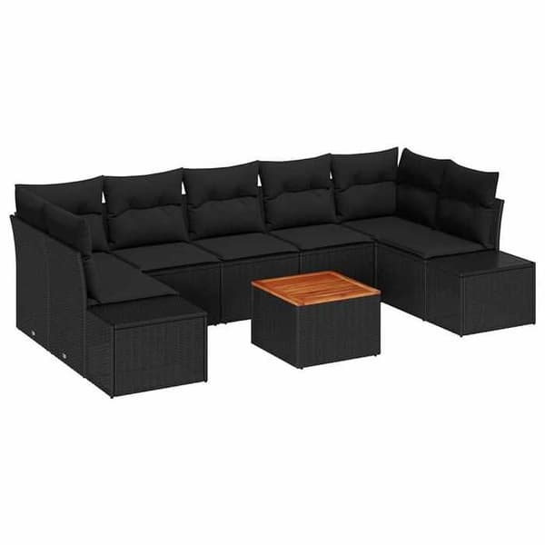 Maison Exclusive - 8 osan puutarhakalustesetti, musta polyrottinki