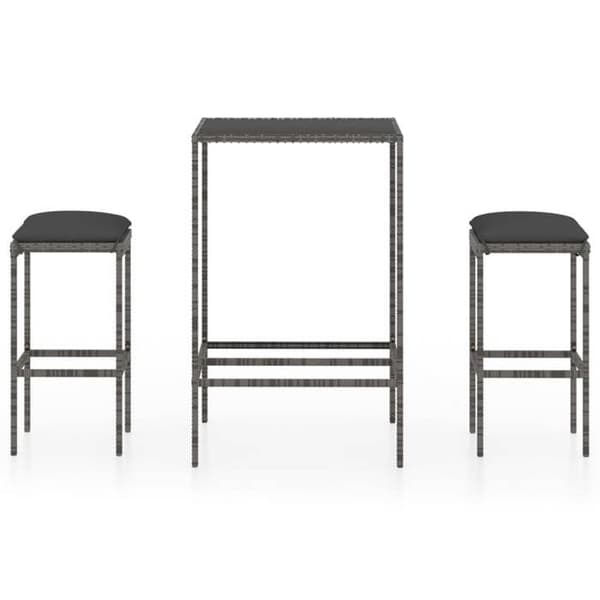Maison Exclusive - Havebar sæt 3 dele med puder, flettræ, grå Grå