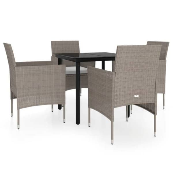 Maison Exclusive - Have spisebord sæt med puder 5 stk Beige/sort