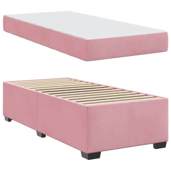 Sängram med madrass - EXKLUSIV HEM - Rektangulär - 80x200 cm - Rosa - Pocketfjädermadrass Ros