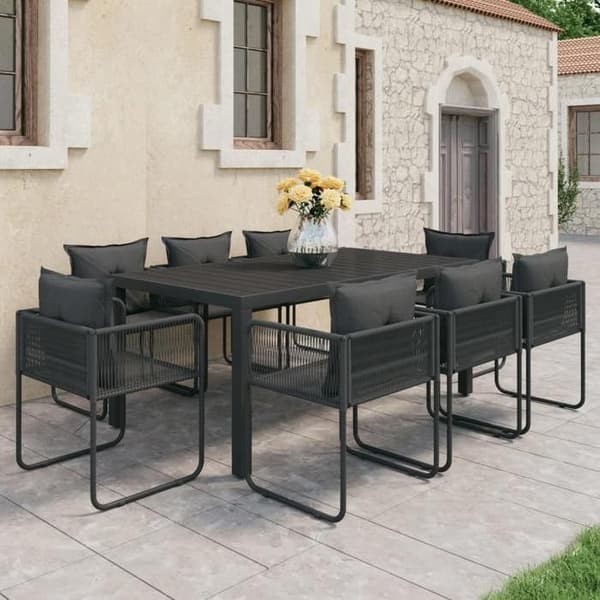 Maison Exclusive - Trädgårdsset 9 delar PVC flätad svart