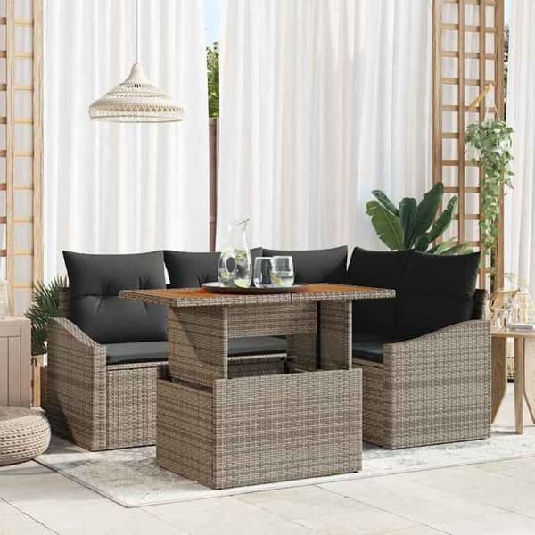 Havemøbler - EKSKLUSIVT HUS - 5 dele - Grå - Poly rattan - Modulerbar med opbevaring Grå