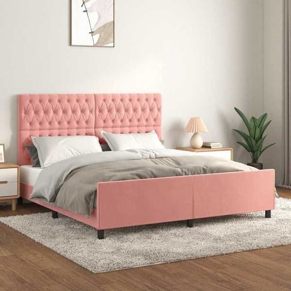 Maison Exclusive - Ilman patjaa vaaleanpunainen samettisänky Rosa (sammet)