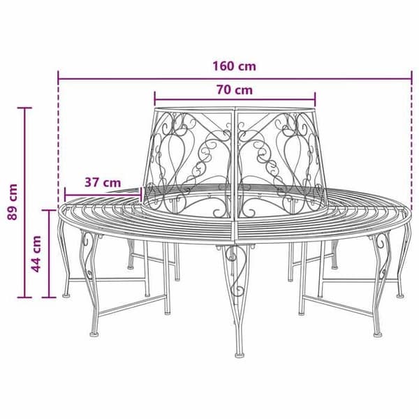 Maison Exclusive - Træbænk 8-Pladser Ø 160 x 89 cm Sort Stål Rund