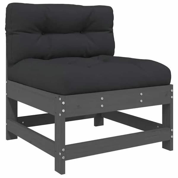 Maison Exclusive - Centrala soffor med kuddar 2 st grå massiv furu