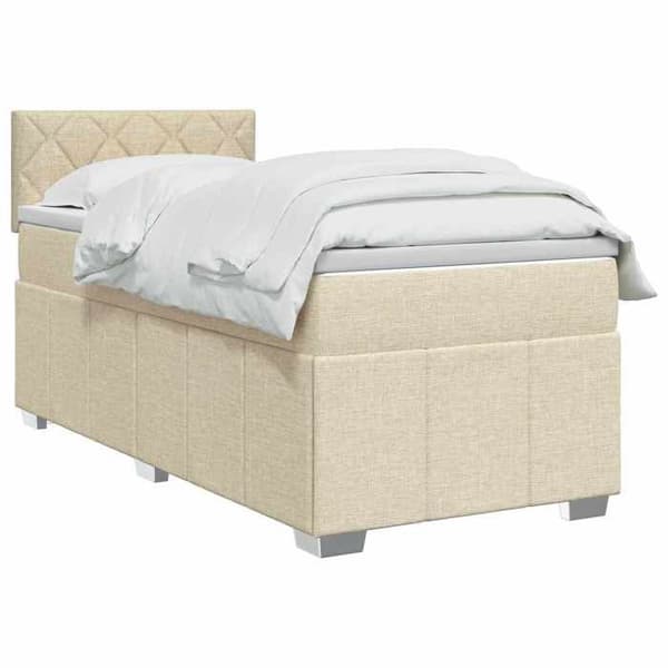 Maison Exclusive - Boxspring seng med madras Creme 90 x 200 cm Stof