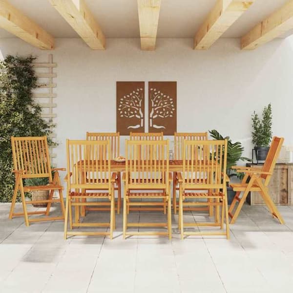 Maison Exclusive - Have spisebordssæt 9 dele 180x90x75 cm solid akacietræ