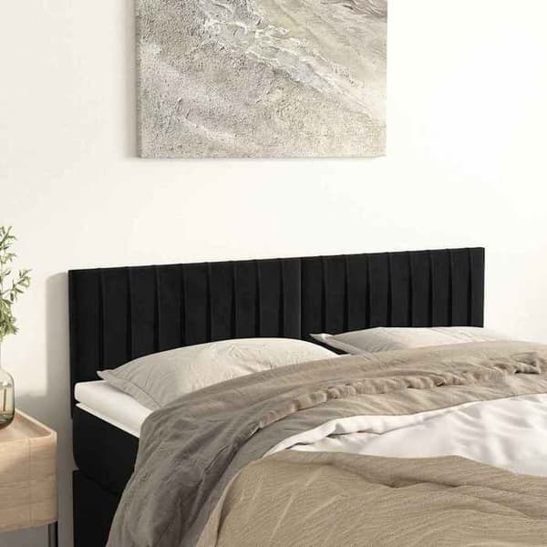 Maison Exclusive - Mustat päätylevyt 144 x 5 x 78/88 cm Sametti Svart