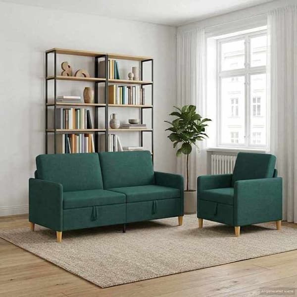 Maison Exclusive - Sohva säilytyksellä 2 kpl Tummanvihreä Polyesteri