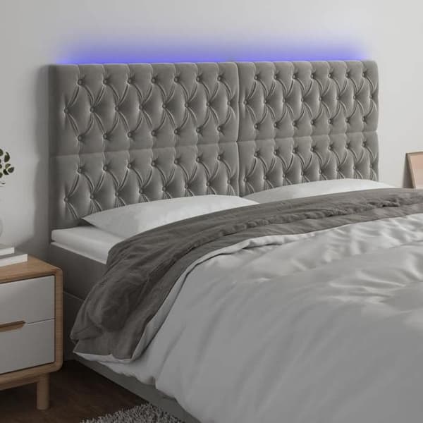 Maison Exclusive - LED-päätyharso Vaaleanharmaa 180x7x118/128 cm Sametti ljusgrått