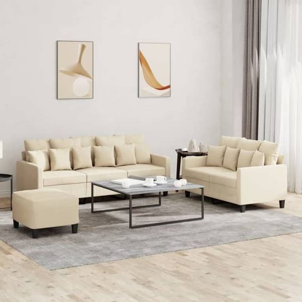 Maison Exclusive - Sæt af 3 sofaer med puder Creme Stof
