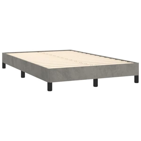 Sengestel - EKSKLUSIV HUS - 120x190 cm - Lys grå - Velour - Lamelseng ljusgrått