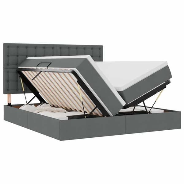 Maison Exclusive - Opbevaringsseng med hovedgærde Mørkegrå 180 x 200 cm Stof