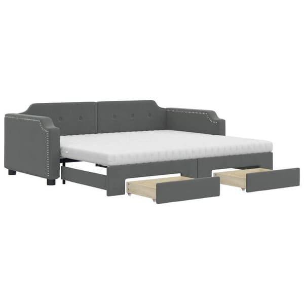 Maison Exclusive - Sovesofa med udtræk og skuffer i mørkegrå 80x200 cm stof