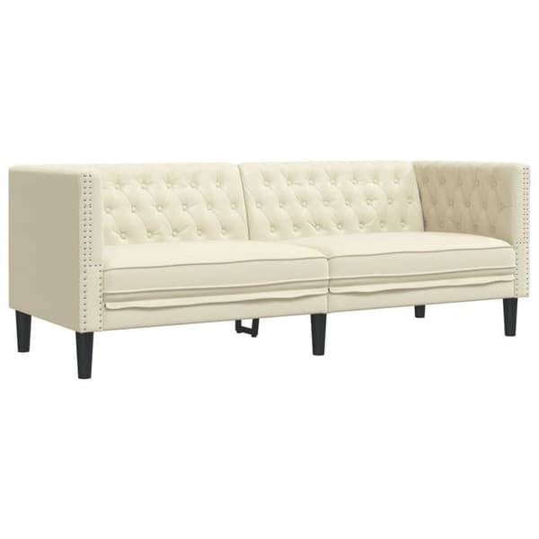 Maison Exclusive - Chesterfield sofa sæt 2 stk creme kunstlæder