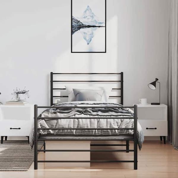 Sengestel - EKSKLUSIV HUS - 100x200 cm - Stål - Sort - Lamelseng Svart