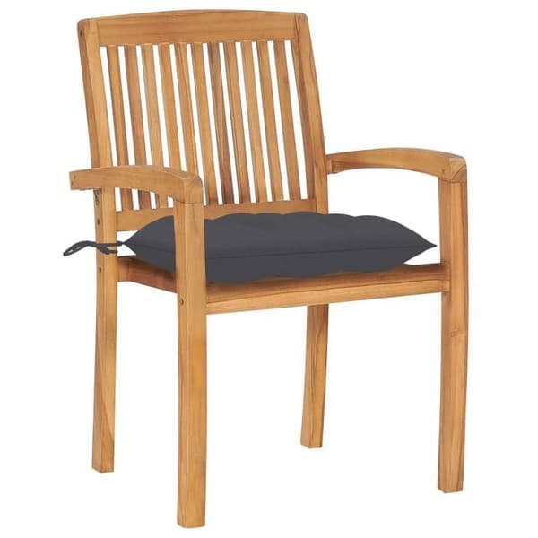 Maison Exclusive - Stabelbare havestole med puder sæt af 4 Solid teak Antracit (kudde)