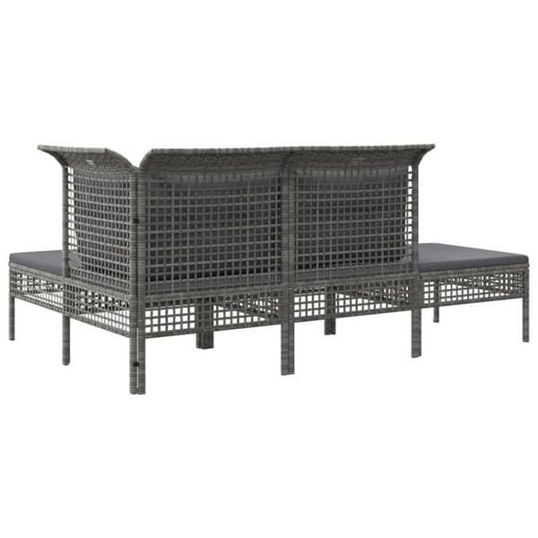Maison Exclusive - Trädgårdsmöbler 4 delar med kuddar Grå Flätad resin Grå (mörkgrå kuddar)