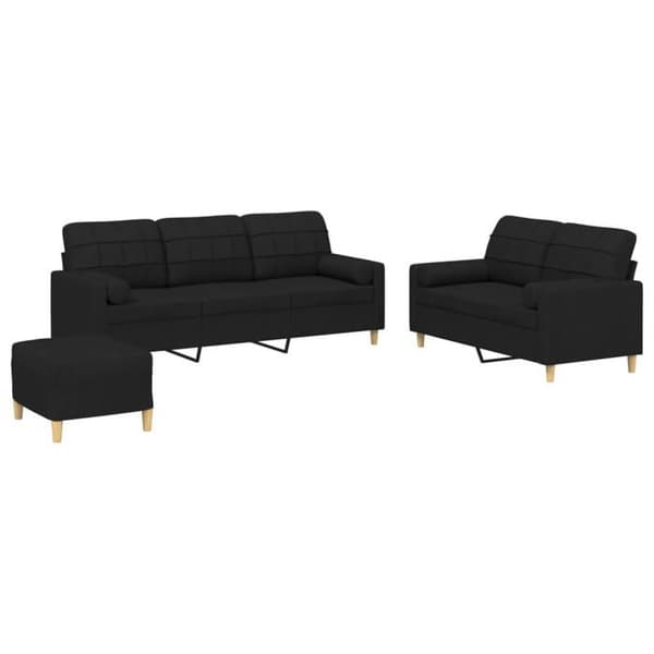 Maison Exclusive - Sæt af 3 sofaer med sorte stofpuder