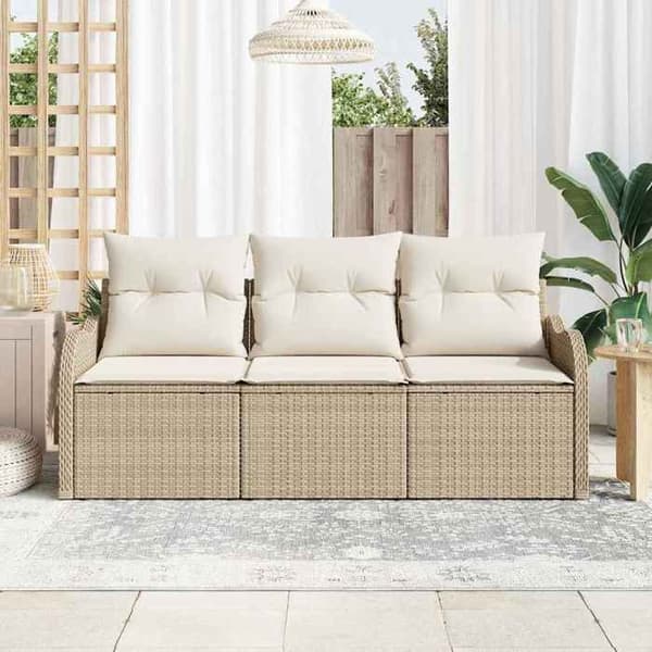 Maison Exclusive - 3 osan beige polyrottinkinen puutarhakalustesetti