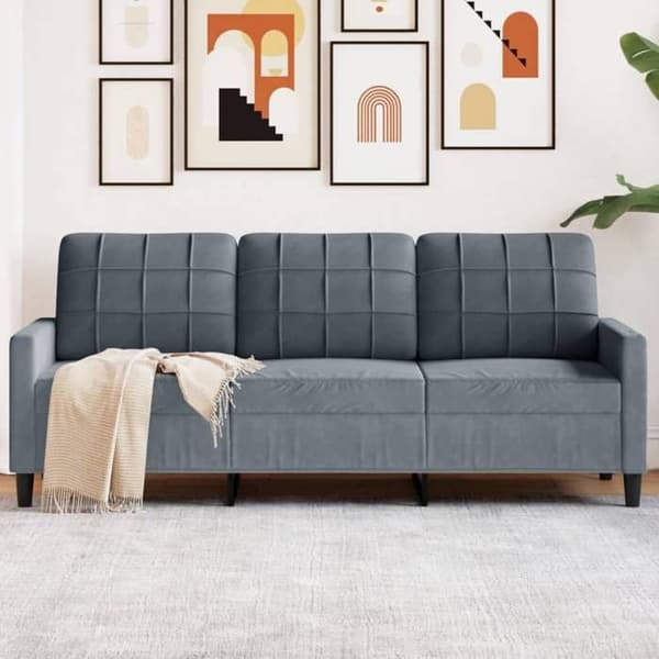 3-personers sofa - EKSKLUSIV HUS - 180 cm - Mørkegrå - Velour - Metalstruktur Mörkgrå